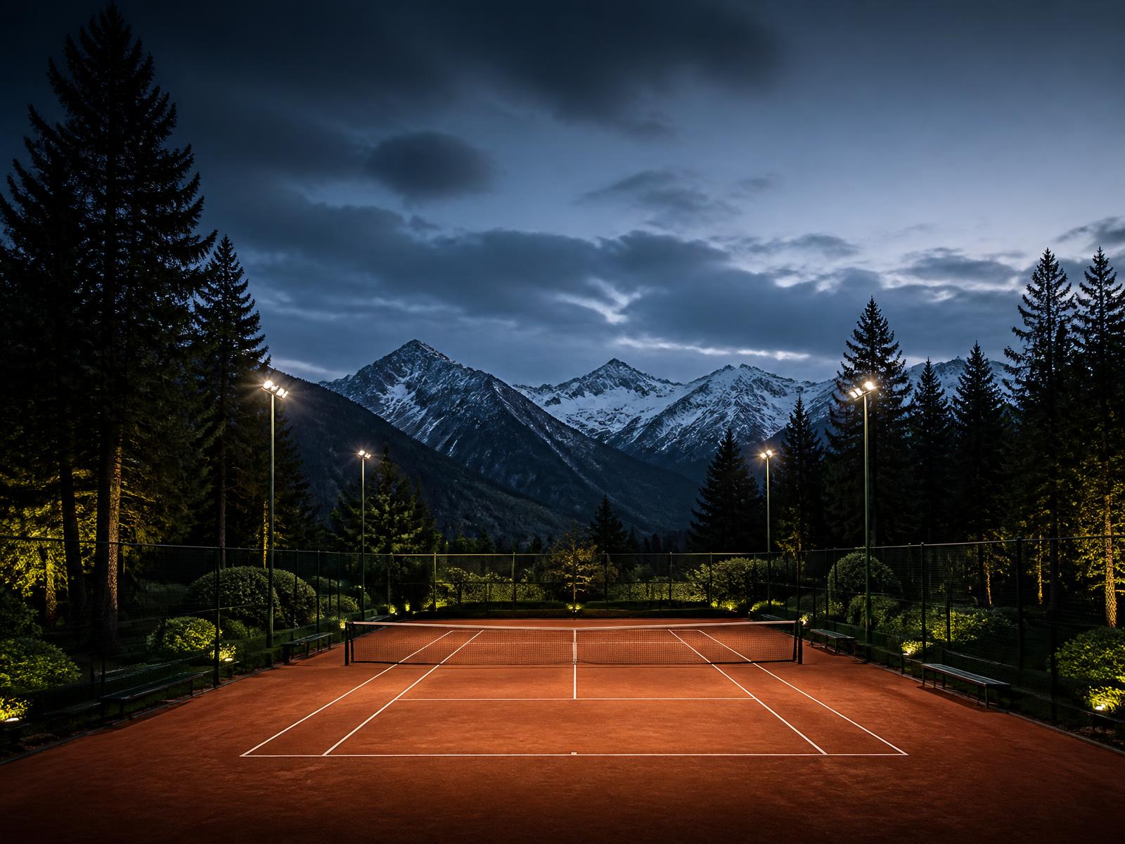 Campo da tennis in cemento con vista montagna allo Sport Village